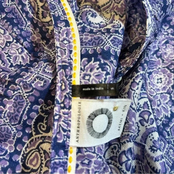 2 for$15 Anthropologie Purple Paisley Tunic Top - Picture 4 of 10